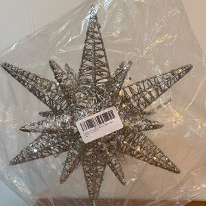 Creative Co-op Silver Glitter Star Tree Topper